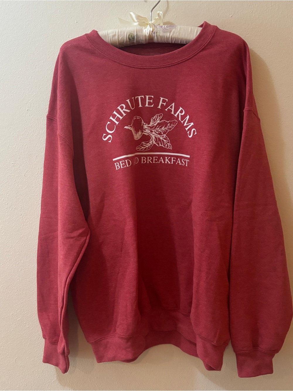 Schrute Farms Red Graphic Crewneck Sweatshirt